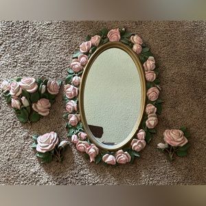 Vintage Rose Mirror and Accent Set